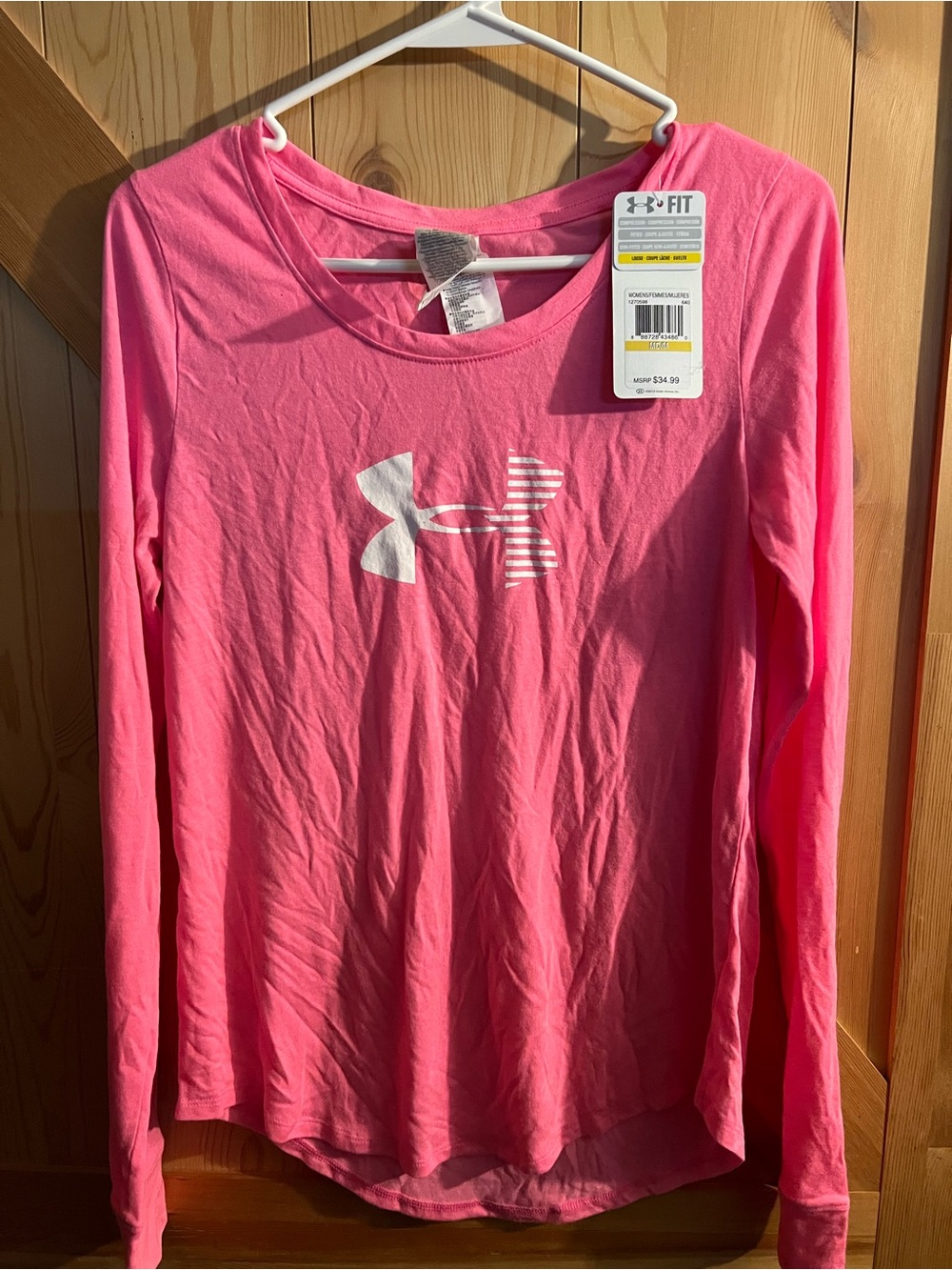 Under Armour Bright Pink Long Sleeve Logo Top